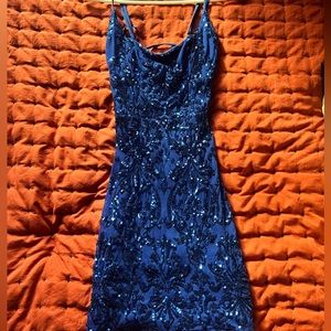 Blue sequin homecoming dress